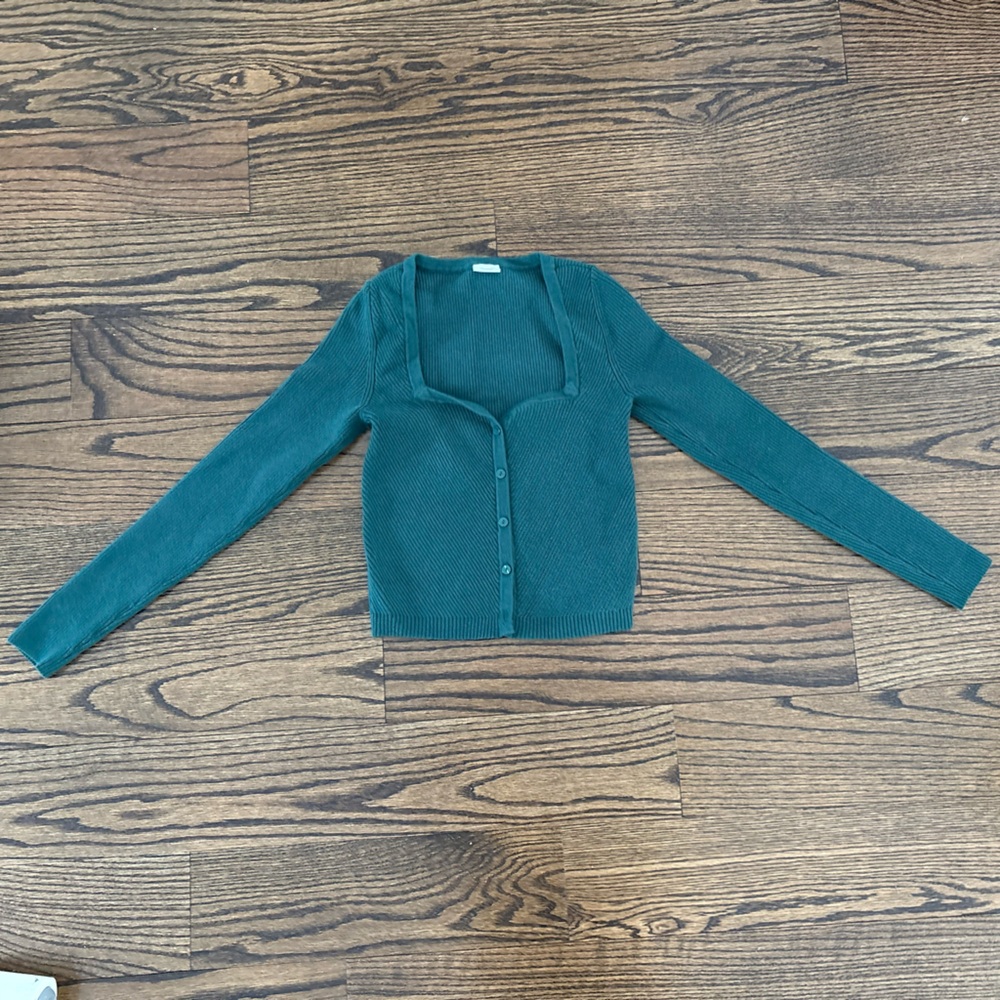 Abercrombie & Fitch Hunter Green Cardigan Sweetheart Neckline